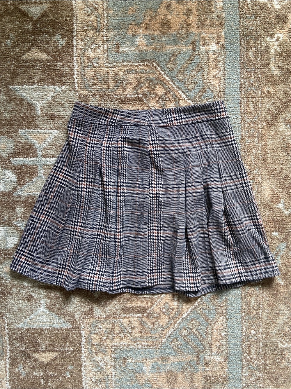 Nordstrom Plaid Pleated Skater Mini Skirt in Black and Brown